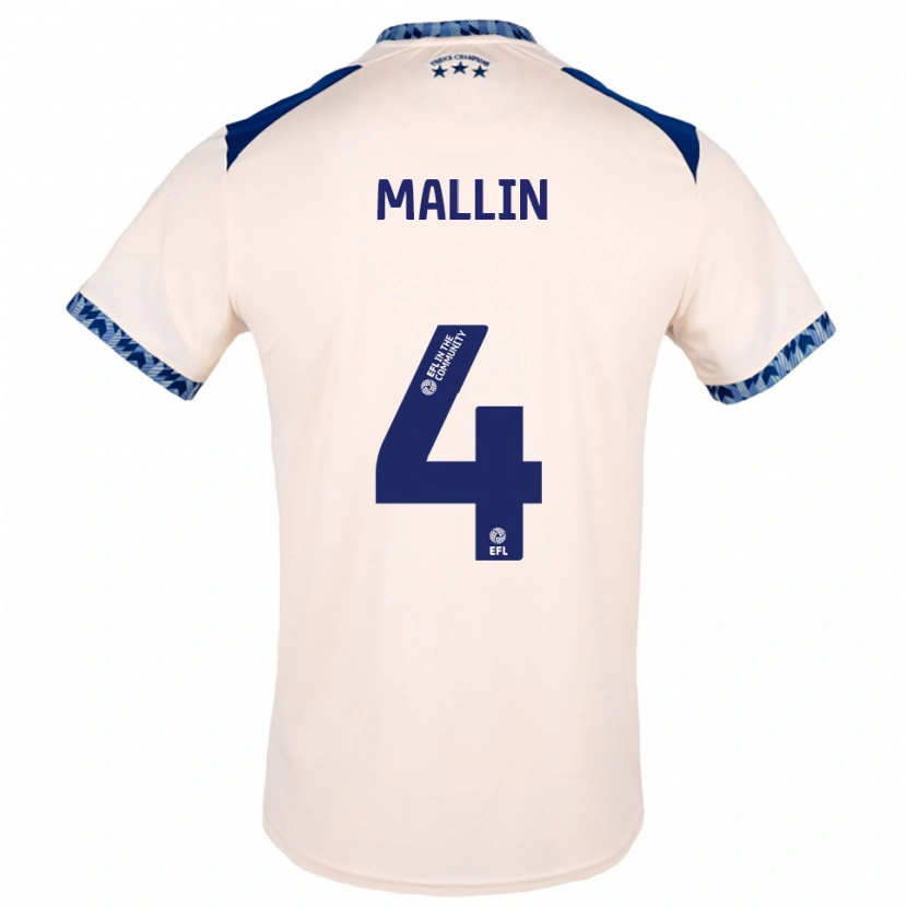 Danxen Niño Camiseta Kate Mallin #4 Blanco Hueso Azul Marino 2ª Equipación 2025/26 La Camisa
