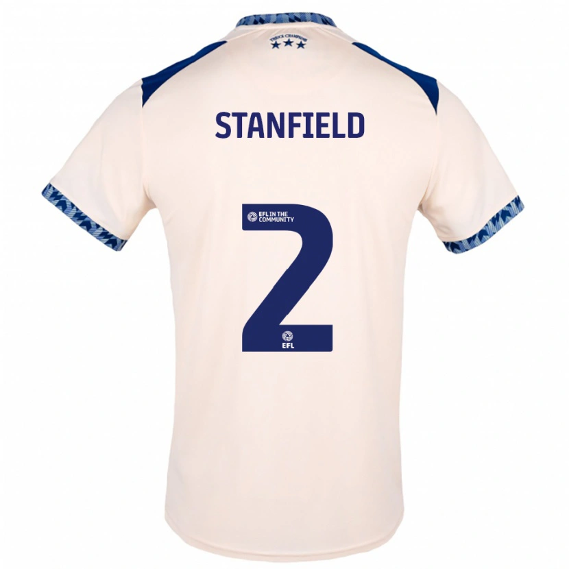 Danxen Niño Camiseta Beth Stanfield #2 Blanco Hueso Azul Marino 2ª Equipación 2025/26 La Camisa