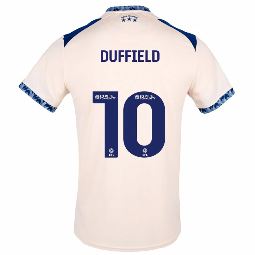 Danxen Niño Camiseta Ella Duffield #10 Blanco Hueso Azul Marino 2ª Equipación 2025/26 La Camisa