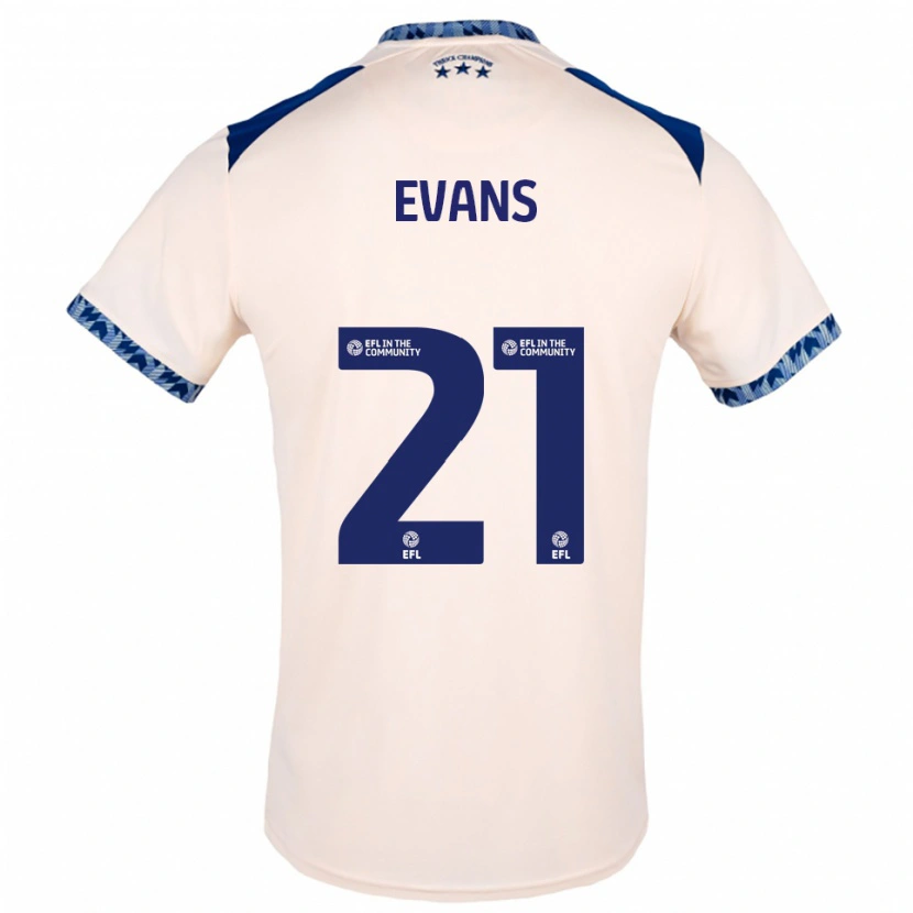 Danxen Niño Camiseta Antony Evans #21 Blanco Hueso Azul Marino 2ª Equipación 2025/26 La Camisa