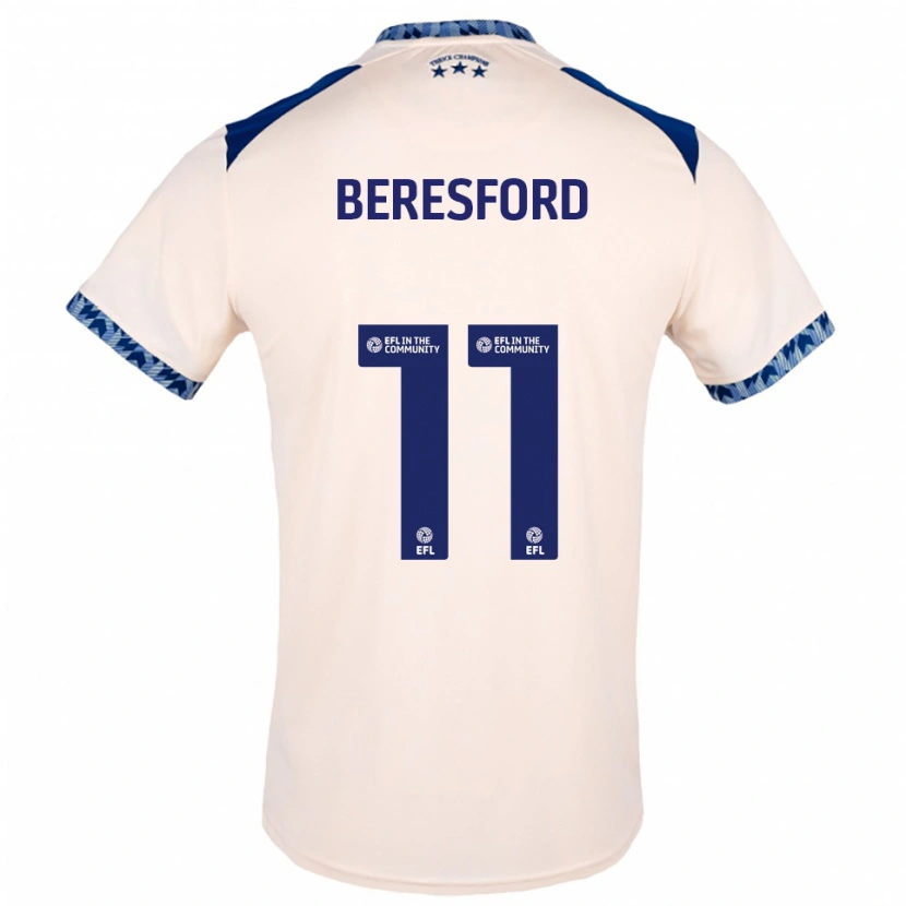 Danxen Niño Camiseta Rebecca Beresford #11 Blanco Hueso Azul Marino 2ª Equipación 2025/26 La Camisa