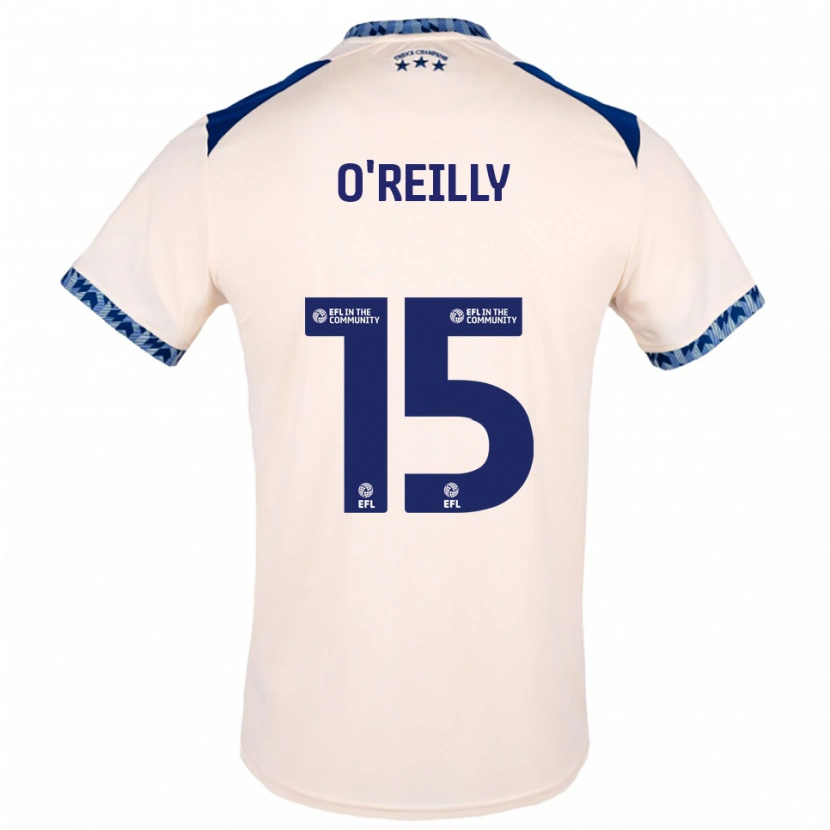 Danxen Niño Camiseta Aaron O'reilly #15 Blanco Hueso Azul Marino 2ª Equipación 2025/26 La Camisa