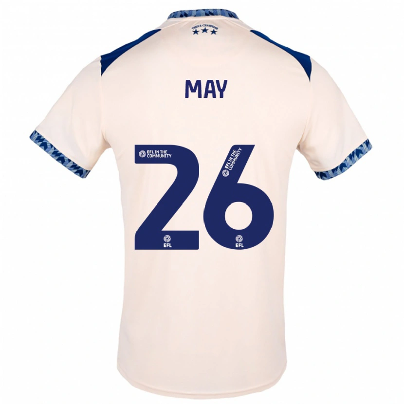 Danxen Niño Camiseta Alfie May #26 Blanco Hueso Azul Marino 2ª Equipación 2025/26 La Camisa