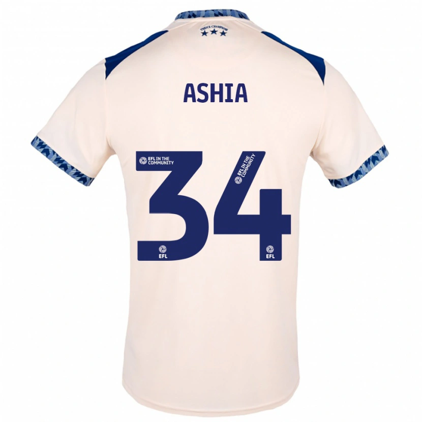 Danxen Niño Camiseta Cameron Ashia #34 Blanco Hueso Azul Marino 2ª Equipación 2025/26 La Camisa