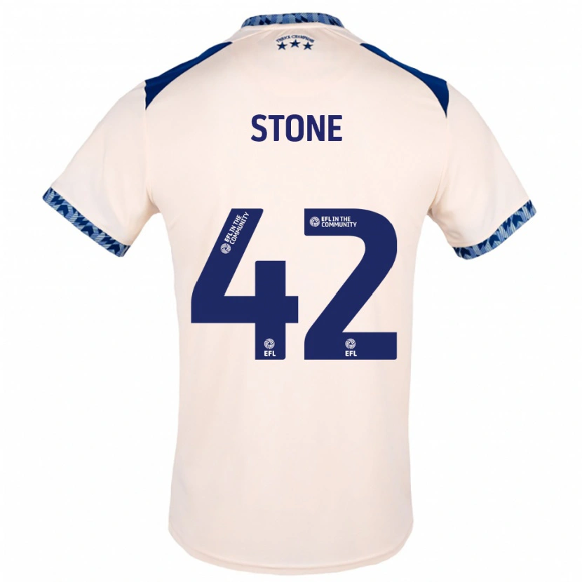 Danxen Niño Camiseta Michael Stone #42 Blanco Hueso Azul Marino 2ª Equipación 2025/26 La Camisa