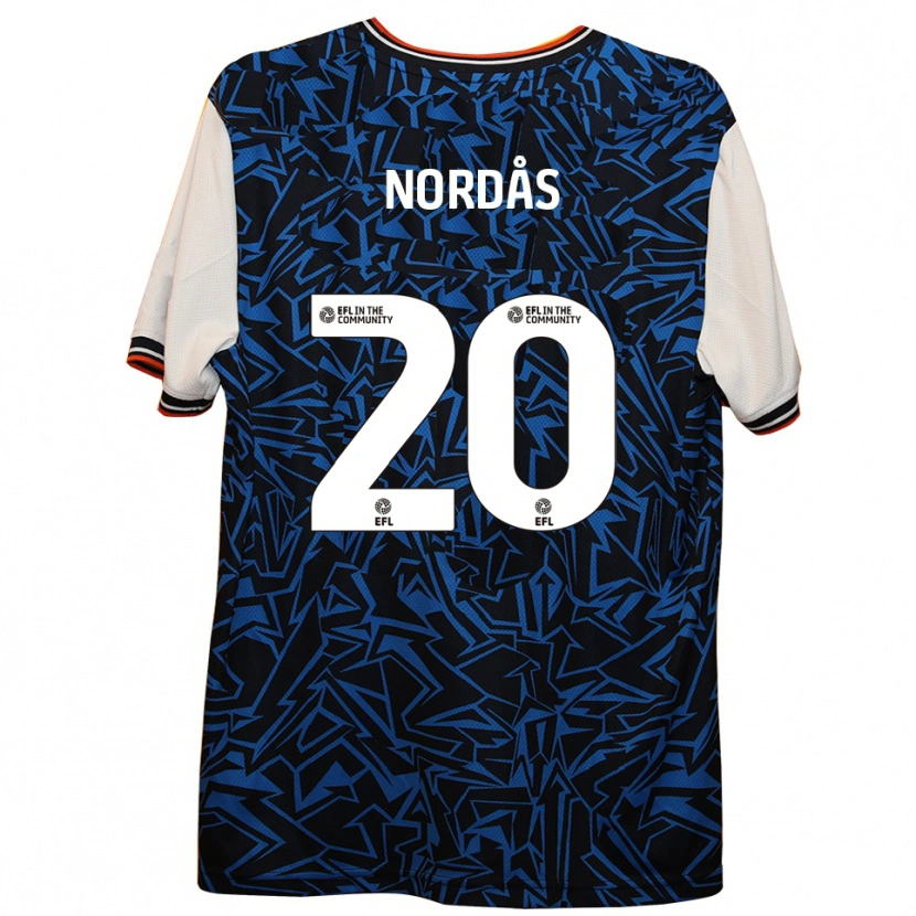 Danxen Niño Camiseta Lasse Nordås #20 Azul Negro Blanco 2ª Equipación 2025/26 La Camisa