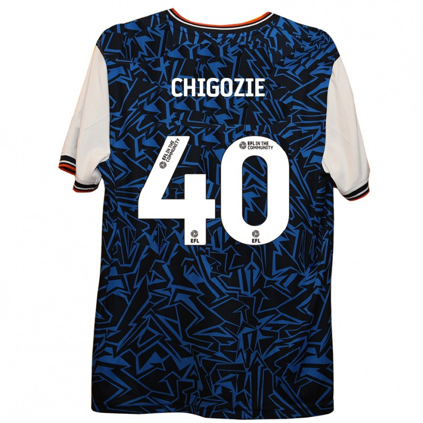 Danxen Niño Camiseta Christian Chigozie #40 Azul Negro Blanco 2ª Equipación 2025/26 La Camisa