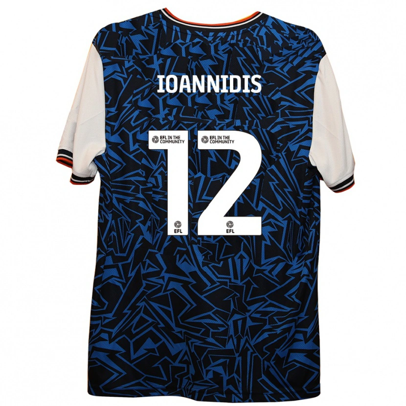 Danxen Niño Camiseta Zacharias Ioannidis #12 Azul Negro Blanco 2ª Equipación 2025/26 La Camisa
