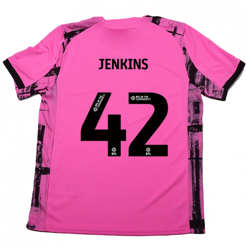 Danxen Niño Camiseta Leo Jenkins #42 Rojo Rosado Negro 2ª Equipación 2025/26 La Camisa