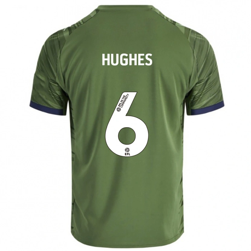 Danxen Niño Camiseta Sam Hughes #6 Verde Blanco 2ª Equipación 2025/26 La Camisa