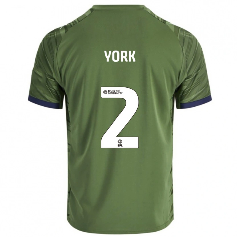 Danxen Niño Camiseta Ellie York #2 Verde Blanco 2ª Equipación 2025/26 La Camisa