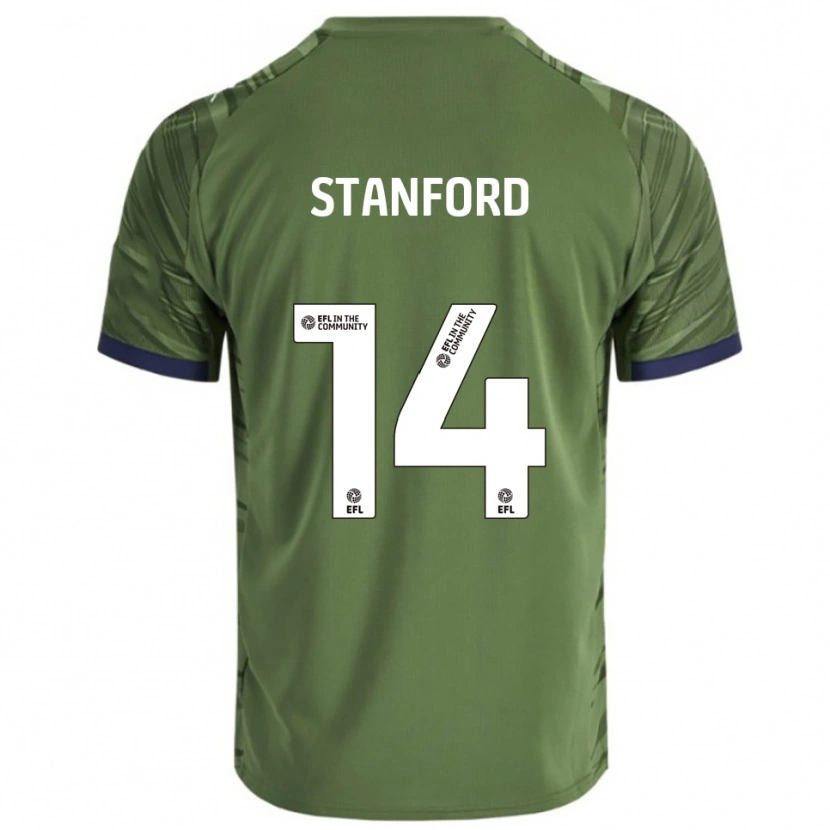 Danxen Niño Camiseta Jessica Stanford #14 Verde Blanco 2ª Equipación 2025/26 La Camisa
