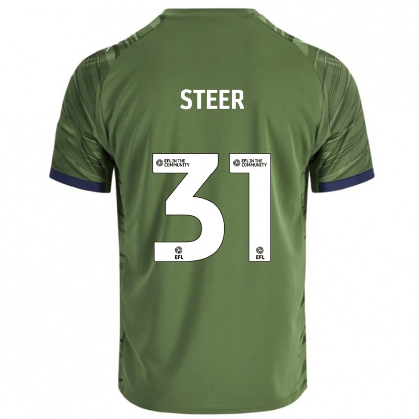 Danxen Niño Camiseta Jed Steer #31 Verde Blanco 2ª Equipación 2025/26 La Camisa