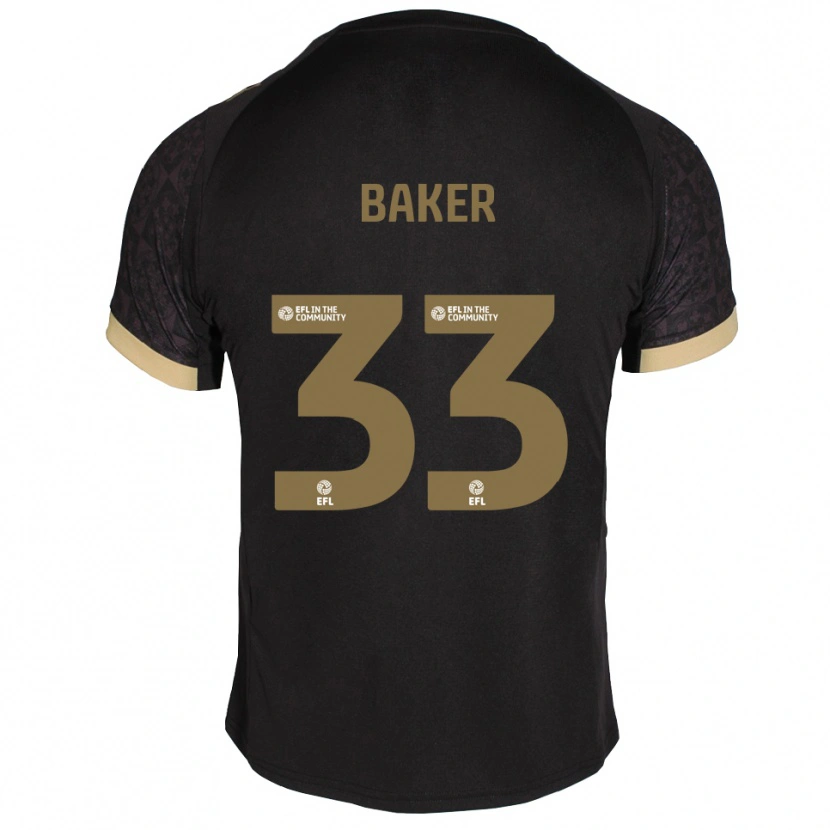 Danxen Niño Camiseta Zak Baker #33 Negro Dorado 2ª Equipación 2025/26 La Camisa