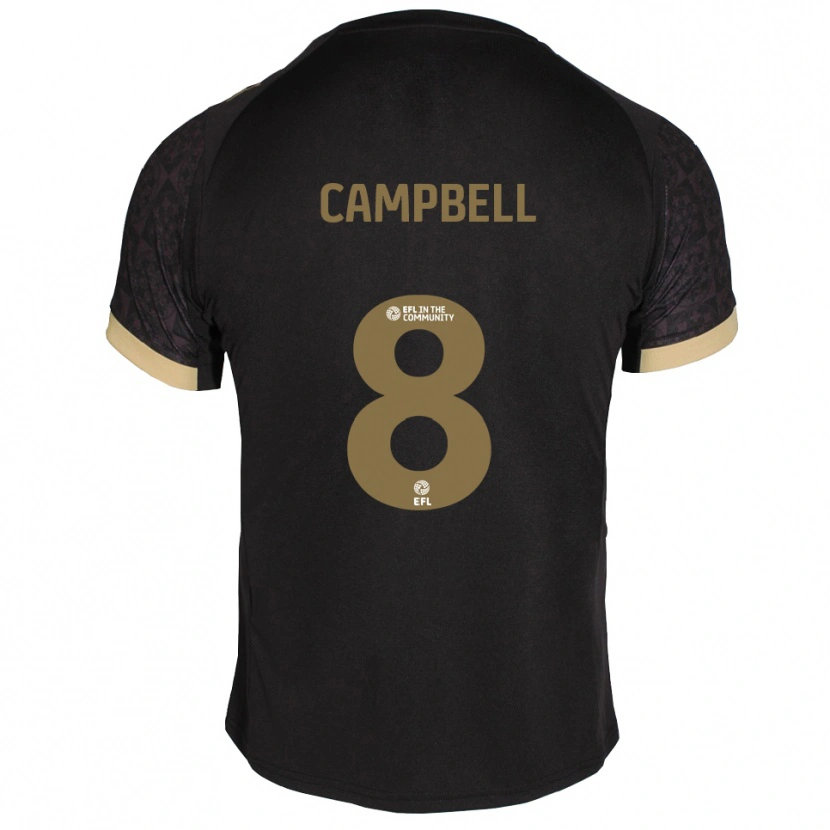 Danxen Niño Camiseta Sebastian Campbell #8 Negro Dorado 2ª Equipación 2025/26 La Camisa