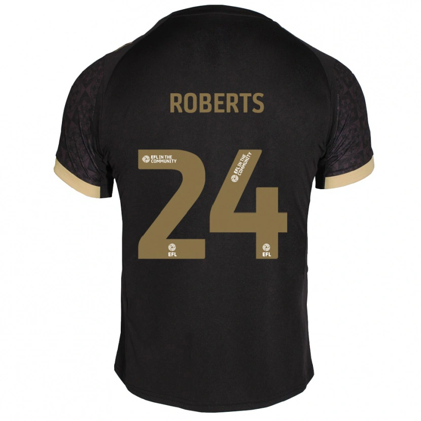 Danxen Niño Camiseta Caleb Roberts #24 Negro Dorado 2ª Equipación 2025/26 La Camisa