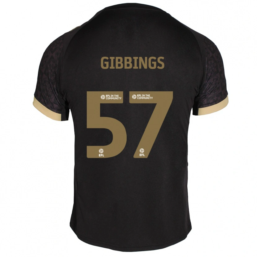 Danxen Niño Camiseta Cole Gibbings #57 Negro Dorado 2ª Equipación 2025/26 La Camisa