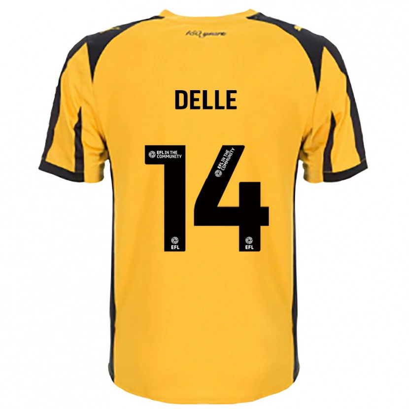 Danxen Niño Camiseta Mani Delle #14 Naranja Negro 2ª Equipación 2025/26 La Camisa