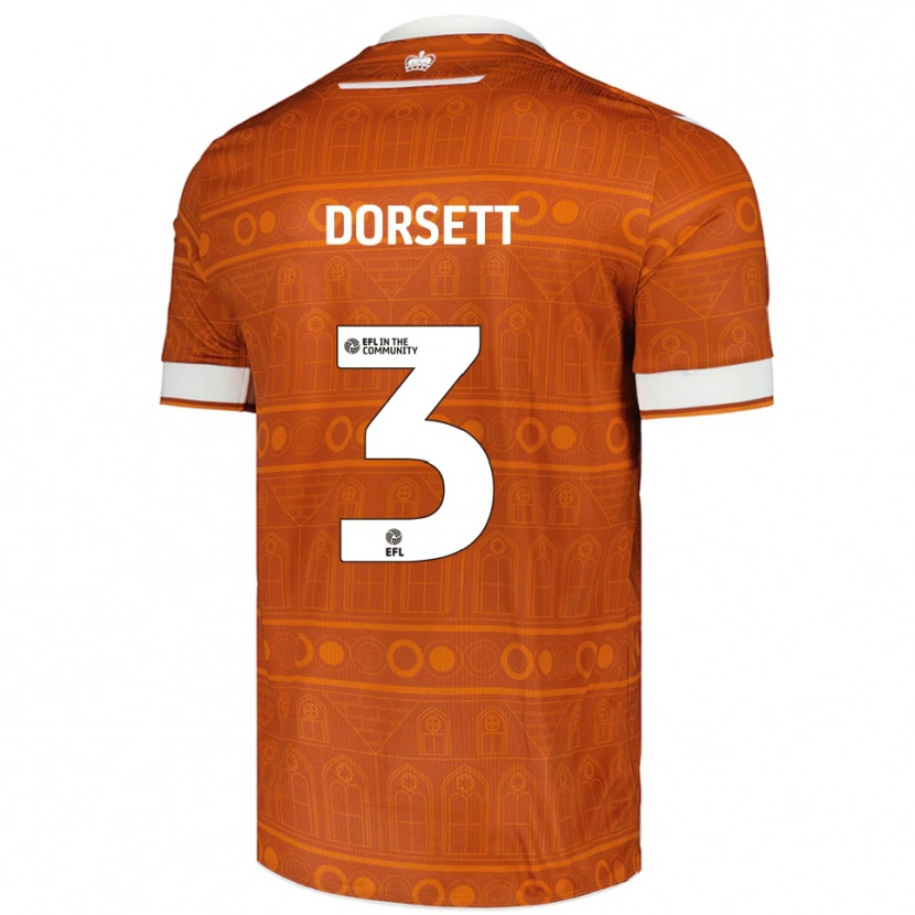 Danxen Niño Camiseta Jeriel Dorsett #3 Naranja Blanco 2ª Equipación 2025/26 La Camisa