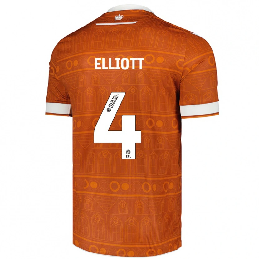 Danxen Niño Camiseta Ben Elliott #4 Naranja Blanco 2ª Equipación 2025/26 La Camisa
