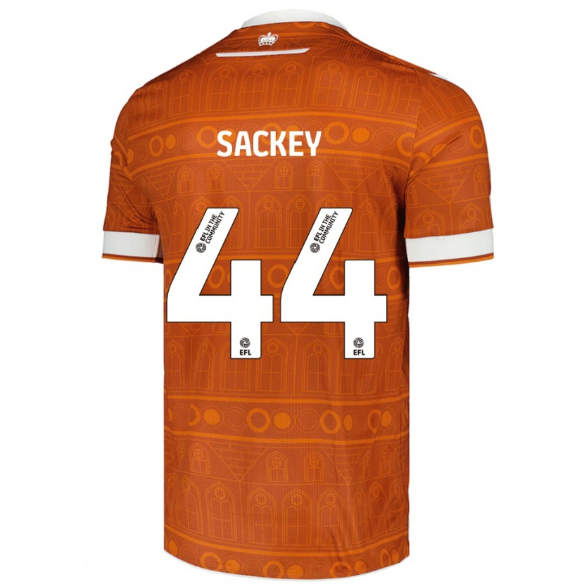 Danxen Niño Camiseta Tyler Sackey #44 Naranja Blanco 2ª Equipación 2025/26 La Camisa