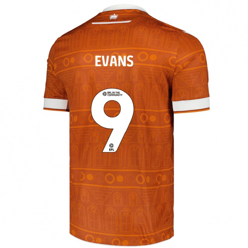 Danxen Niño Camiseta Reece Evans #9 Naranja Blanco 2ª Equipación 2025/26 La Camisa