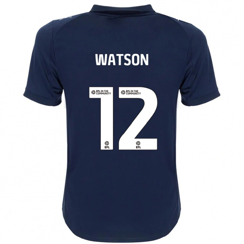 Danxen Niño Camiseta Tom Watson #12 Azul Marino Blanco 2ª Equipación 2025/26 La Camisa