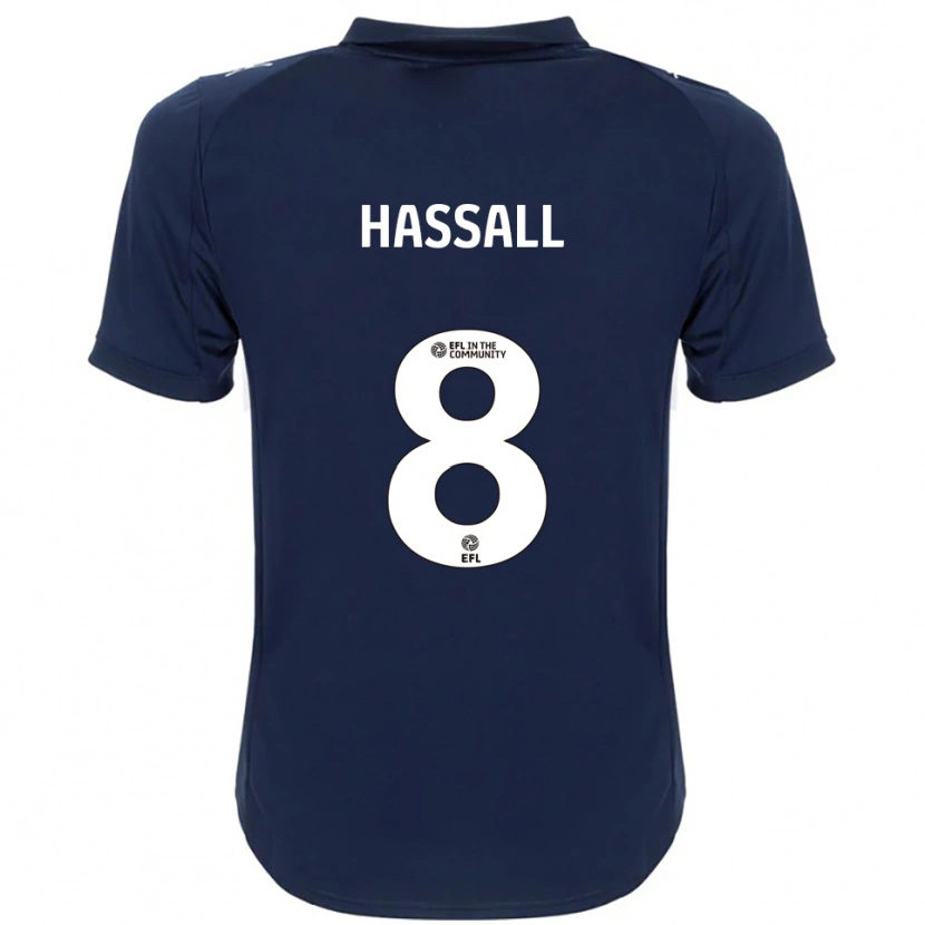 Danxen Niño Camiseta Molly Hassall #8 Azul Marino Blanco 2ª Equipación 2025/26 La Camisa