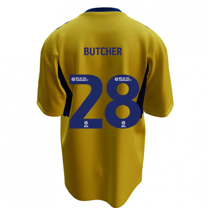 Danxen Niño Camiseta Matt Butcher #28 Amarillo Azul 2ª Equipación 2025/26 La Camisa
