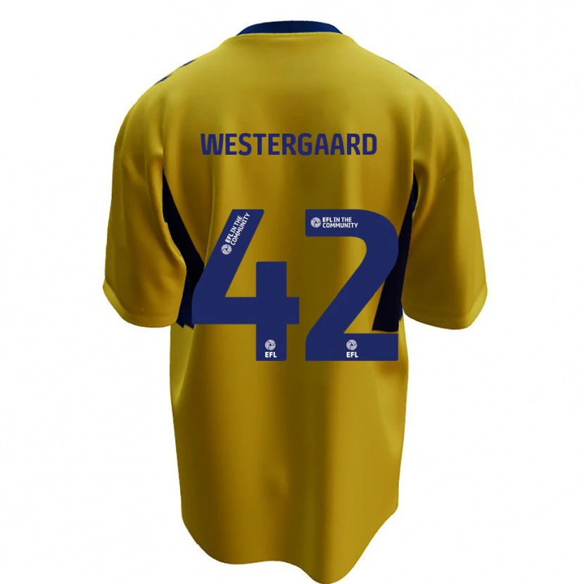 Danxen Niño Camiseta Magnus Westergaard #42 Amarillo Azul 2ª Equipación 2025/26 La Camisa