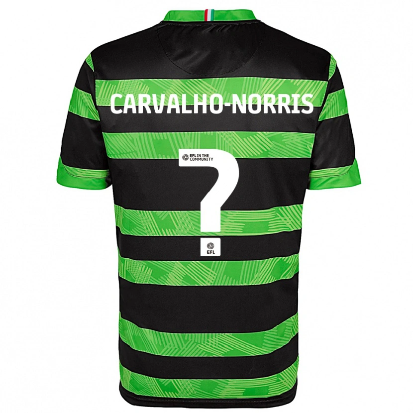 Danxen Niño Camiseta Tom Carvalho-Norris #0 Negro Verde 2ª Equipación 2025/26 La Camisa