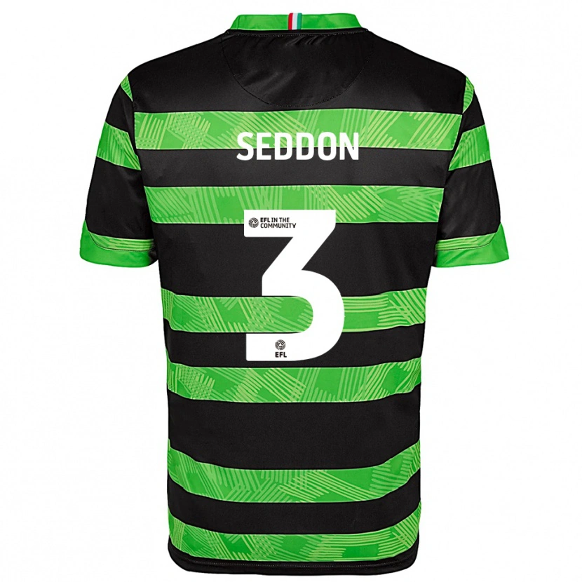 Danxen Niño Camiseta Steve Seddon #3 Negro Verde 2ª Equipación 2025/26 La Camisa
