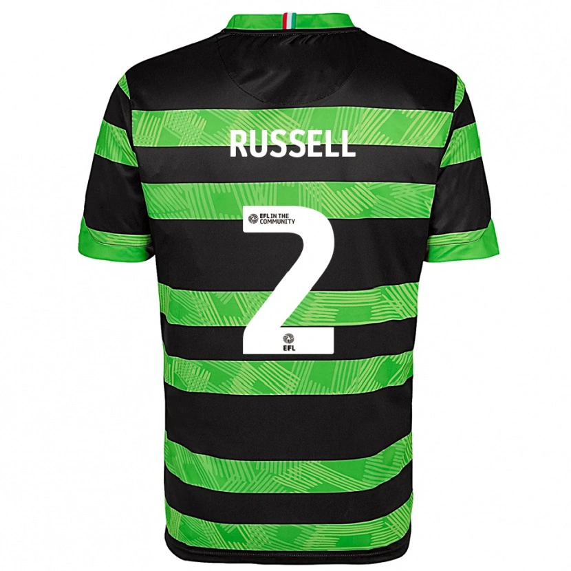Danxen Niño Camiseta Rosie Russell #2 Negro Verde 2ª Equipación 2025/26 La Camisa