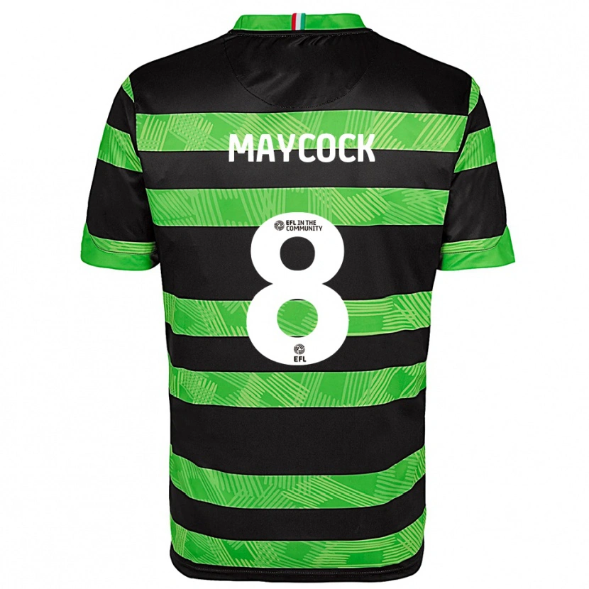 Danxen Niño Camiseta Callum Maycock #8 Negro Verde 2ª Equipación 2025/26 La Camisa