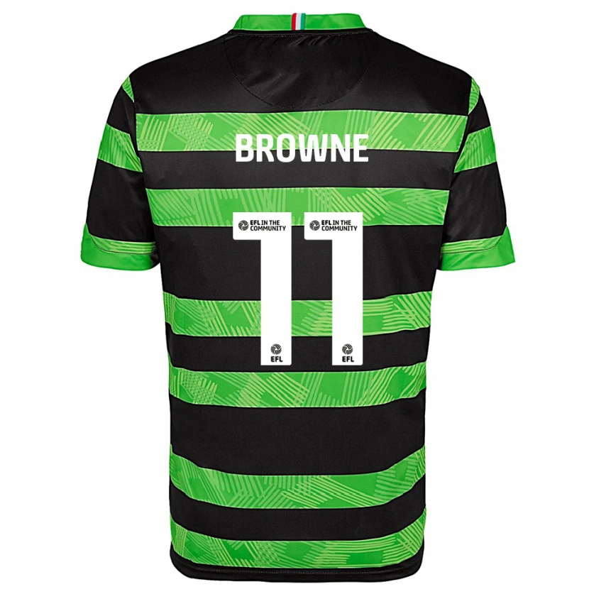 Danxen Niño Camiseta Marcus Browne #11 Negro Verde 2ª Equipación 2025/26 La Camisa