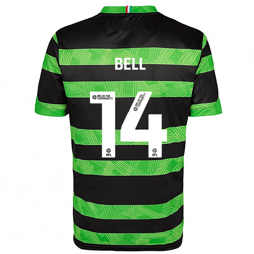 Danxen Niño Camiseta Leanne Bell #14 Negro Verde 2ª Equipación 2025/26 La Camisa