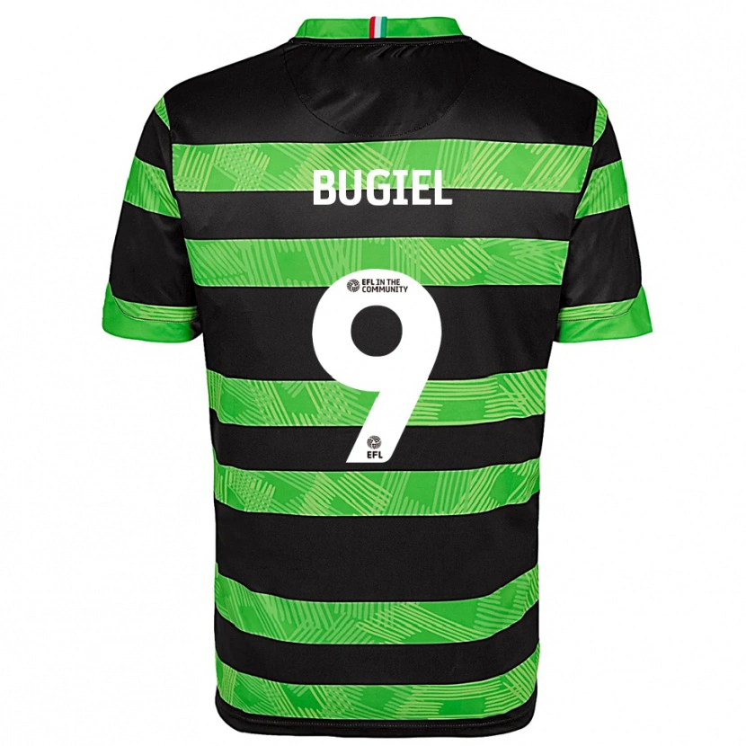Danxen Niño Camiseta Omar Bugiel #9 Negro Verde 2ª Equipación 2025/26 La Camisa
