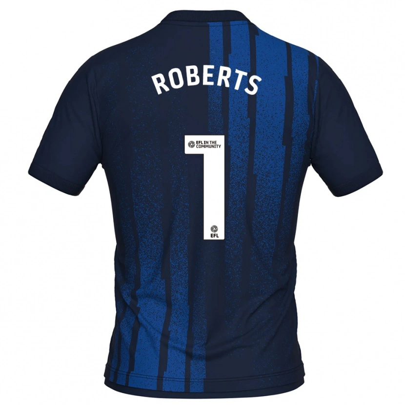 Danxen Niño Camiseta Liam Roberts #1 Azul Marino Blanco 2ª Equipación 2025/26 La Camisa