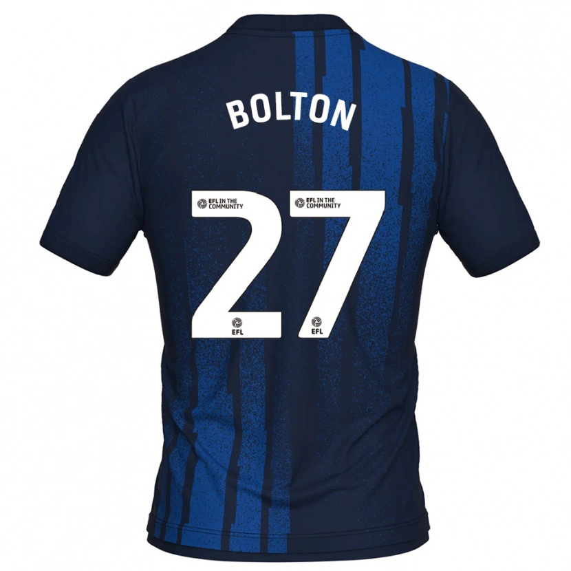 Danxen Niño Camiseta Luke Bolton #27 Azul Marino Blanco 2ª Equipación 2025/26 La Camisa