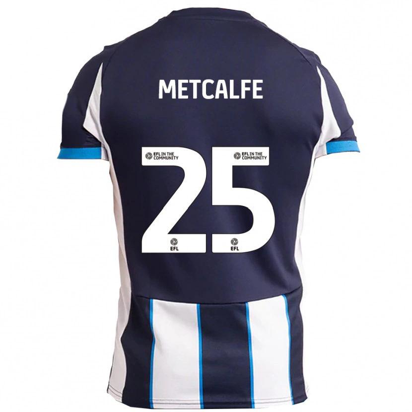 Danxen Niño Camiseta Max Metcalfe #25 Blanco Azul Marino 2ª Equipación 2025/26 La Camisa