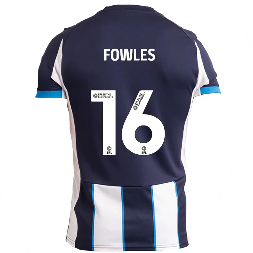 Danxen Niño Camiseta Josh Fowles #16 Blanco Azul Marino 2ª Equipación 2025/26 La Camisa