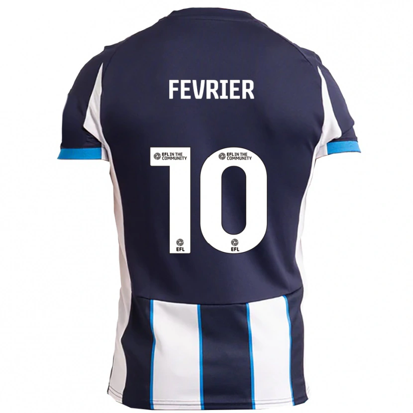 Danxen Niño Camiseta Jayden Fevrier #10 Blanco Azul Marino 2ª Equipación 2025/26 La Camisa