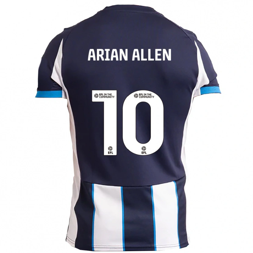 Danxen Niño Camiseta Arian Allen #10 Blanco Azul Marino 2ª Equipación 2025/26 La Camisa