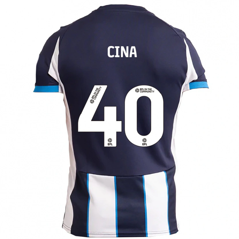Danxen Niño Camiseta Bruno Cina #40 Blanco Azul Marino 2ª Equipación 2025/26 La Camisa