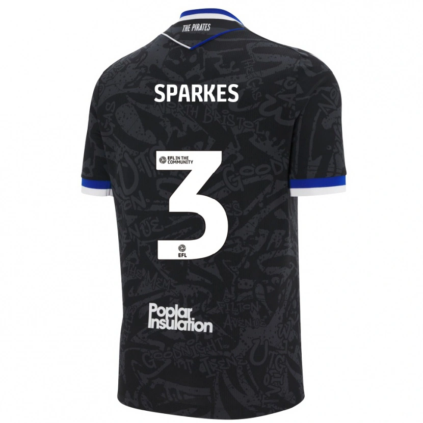 Danxen Niño Camiseta Jack Sparkes #3 Negro Blanco 2ª Equipación 2025/26 La Camisa