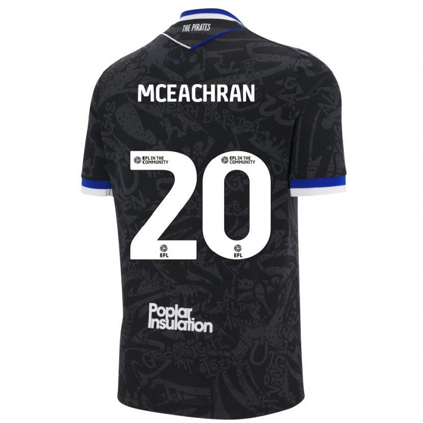 Danxen Niño Camiseta Josh Mceachran #20 Negro Blanco 2ª Equipación 2025/26 La Camisa
