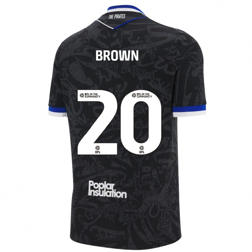 Danxen Niño Camiseta Jevani Brown #20 Negro Blanco 2ª Equipación 2025/26 La Camisa