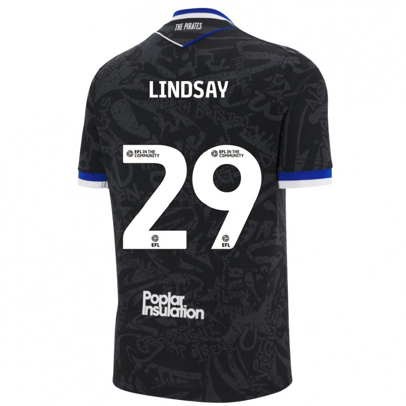 Danxen Niño Camiseta Jamie Lindsay #29 Negro Blanco 2ª Equipación 2025/26 La Camisa
