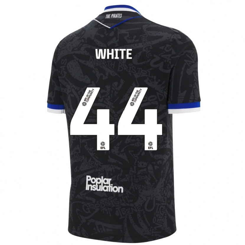 Danxen Niño Camiseta Charlie White #44 Negro Blanco 2ª Equipación 2025/26 La Camisa