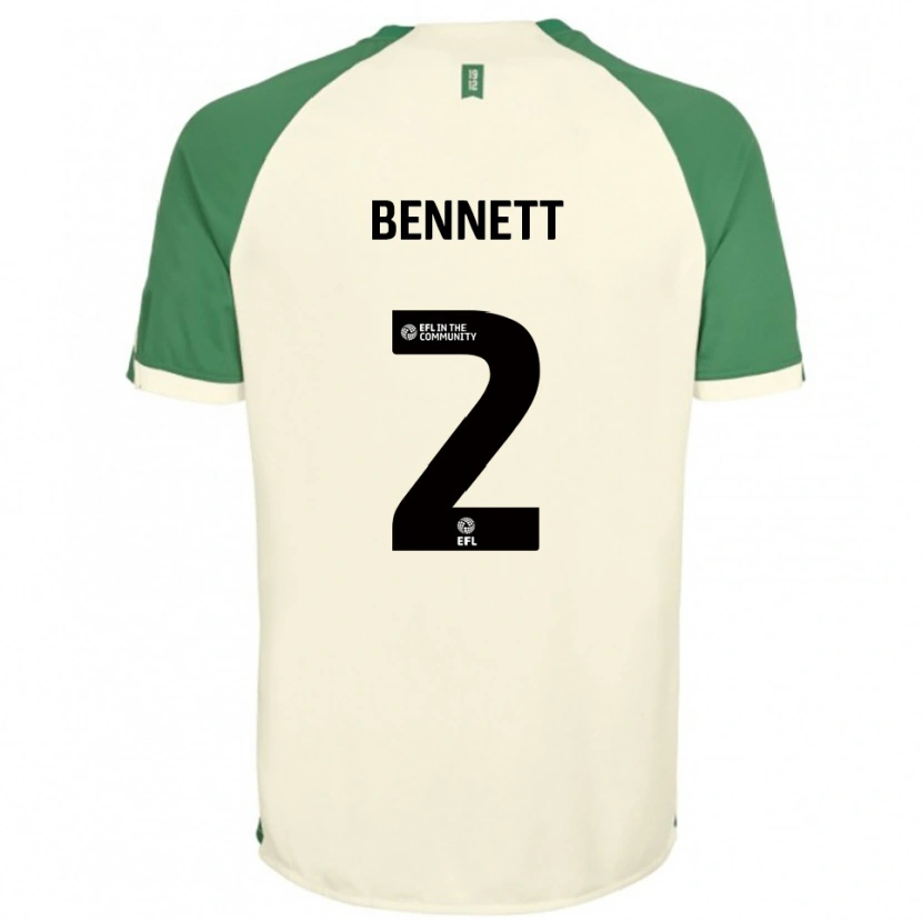 Danxen Niño Camiseta Liam Bennett #2 Blanco Hueso Verde 2ª Equipación 2025/26 La Camisa